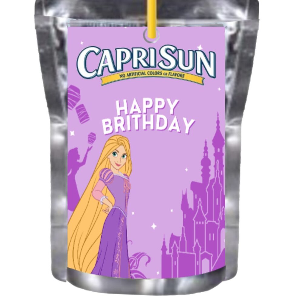 Happy Birthday Custom Juice Pouch Labels, Princess Castle Design, Set of 12
